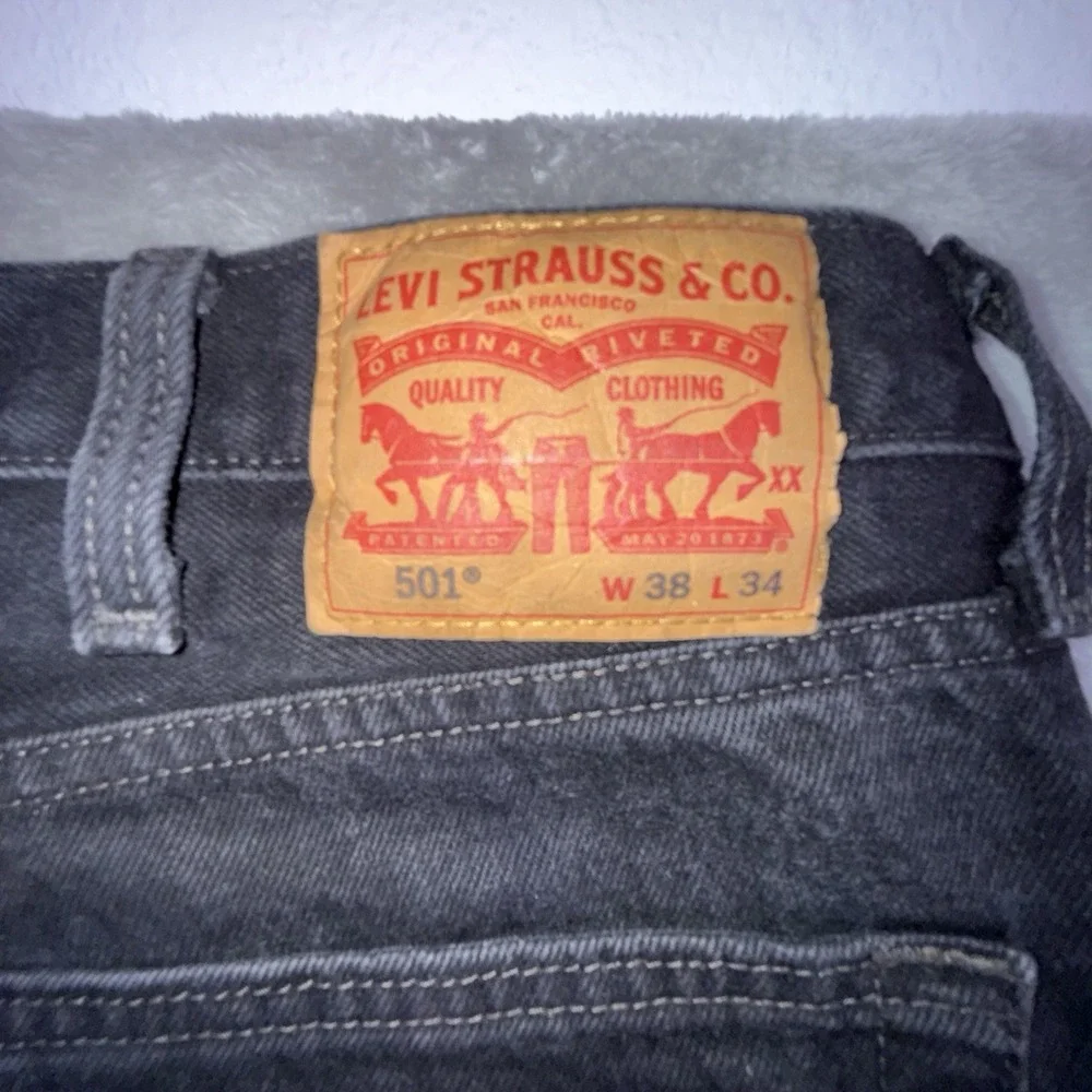 Levis 501XX Original Straight Leg Jeans Mens 38x34 Dark Wash Black Button Fly